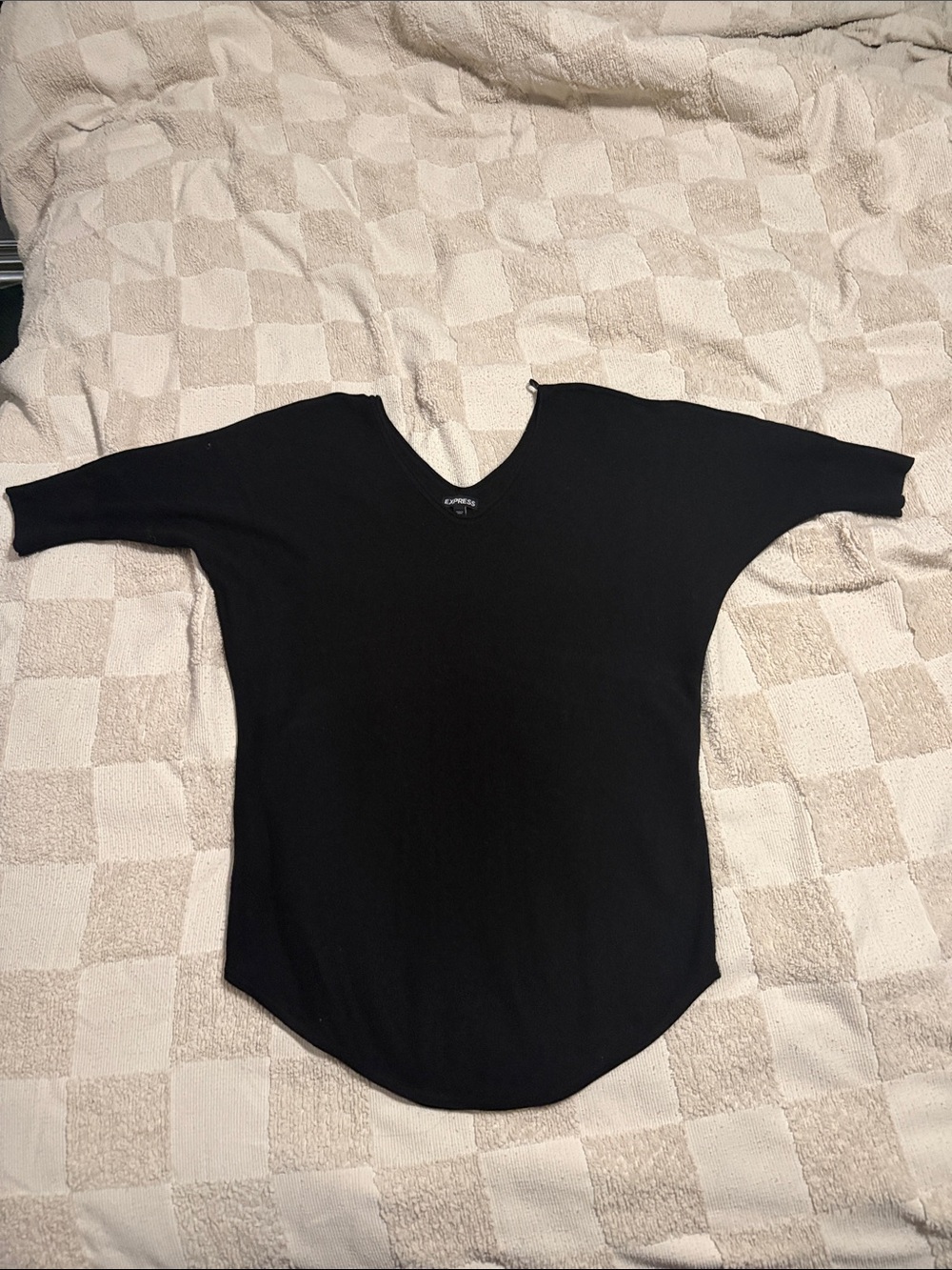 Express Black V-Neck Dolman Short Sleeve Top
